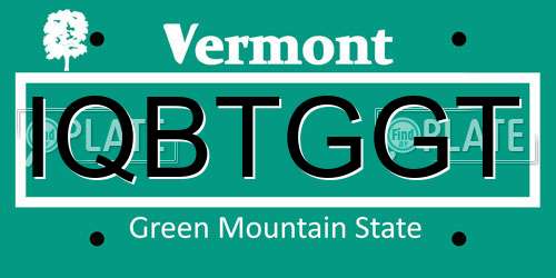 IQBTGGT Vermont License Plate