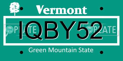 IQBY52 Vermont License Plate