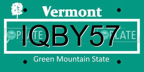IQBY57 Vermont License Plate