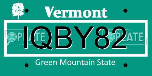 IQBY82 Vermont License Plate
