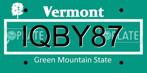 IQBY87 Vermont License Plate