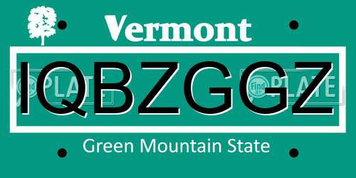 IQBZGGZ Vermont License Plate