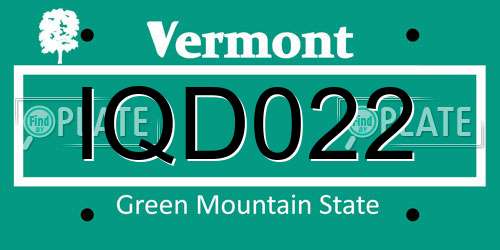 IQD022 Vermont License Plate