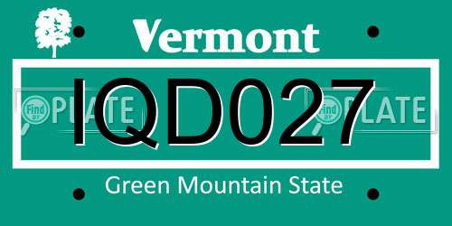 IQD027 Vermont License Plate