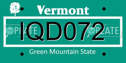 IQD072 Vermont License Plate