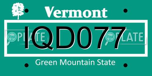 IQD077 Vermont License Plate