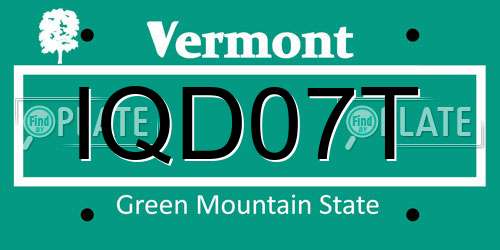 IQD07T Vermont License Plate