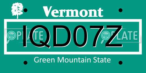 IQD07Z Vermont License Plate