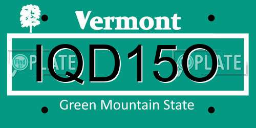 IQD15O Vermont License Plate