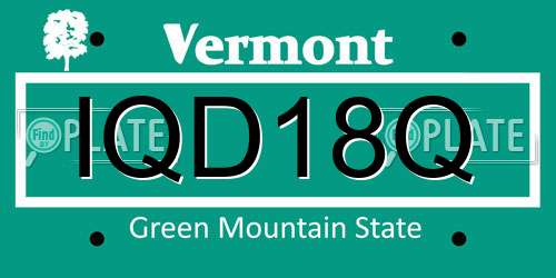 IQD18Q Vermont License Plate