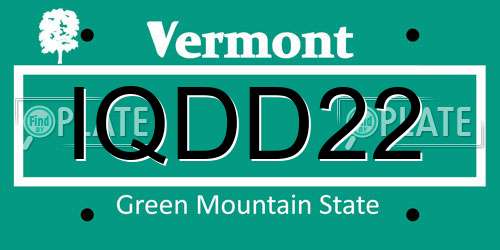 IQDD22 Vermont License Plate