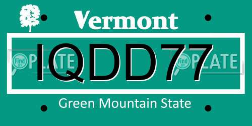 IQDD77 Vermont License Plate