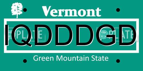 IQDDDGD Vermont License Plate