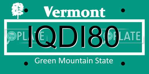 IQDI80 Vermont License Plate