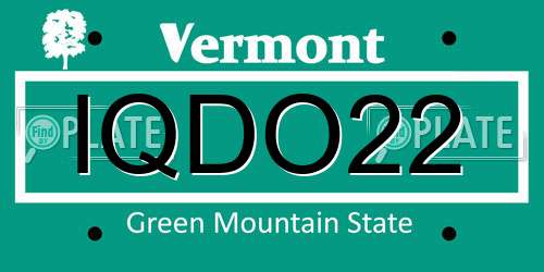 IQDO22 Vermont License Plate