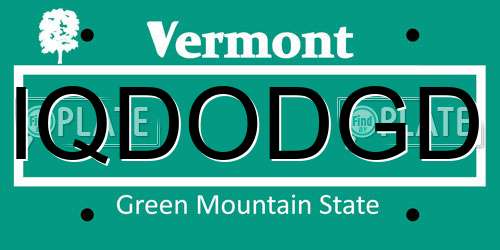 IQDODGD Vermont License Plate