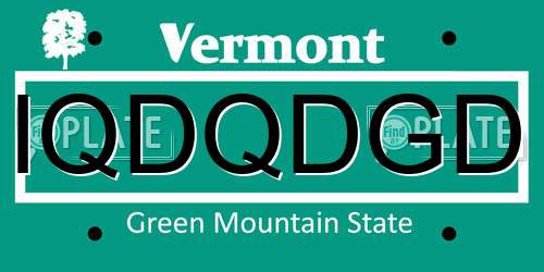 IQDQDGD Vermont License Plate