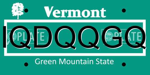 IQDQQGQ Vermont License Plate