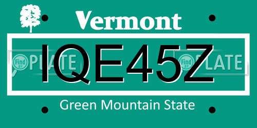 IQE45Z Vermont License Plate