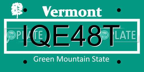 IQE48T Vermont License Plate