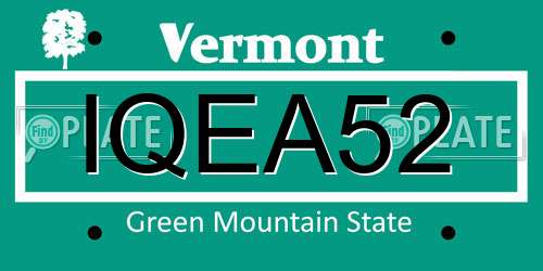 IQEA52 Vermont License Plate