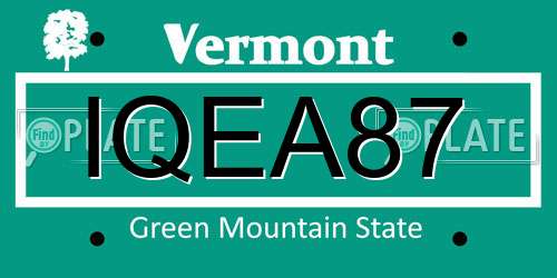 IQEA87 Vermont License Plate