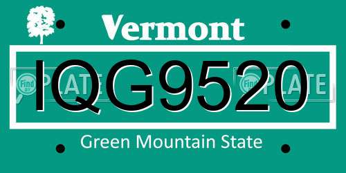 IQG9520 Vermont License Plate