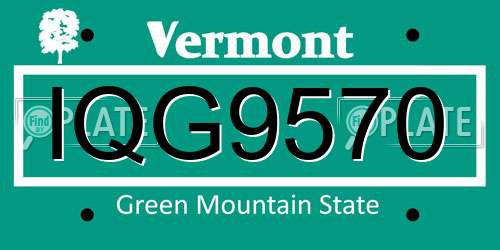 IQG9570 Vermont License Plate