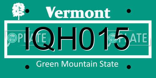 IQH015 Vermont License Plate