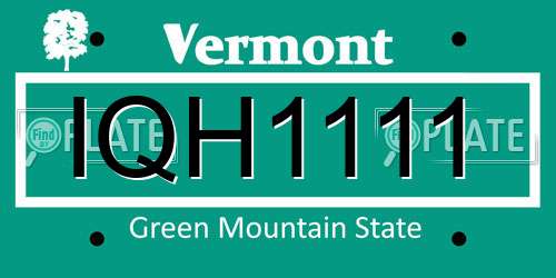 IQH1111 Vermont License Plate