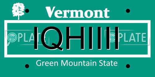 IQHIIII Vermont License Plate