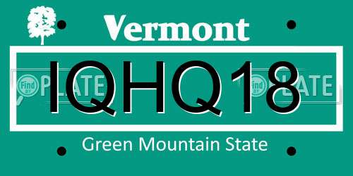 IQHQ18 Vermont License Plate