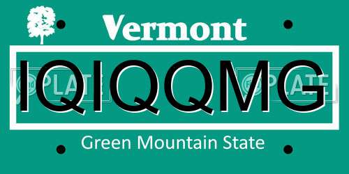 IQIQQMG Vermont License Plate