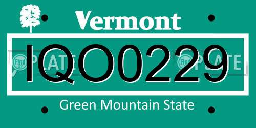 IQO0229 Vermont License Plate