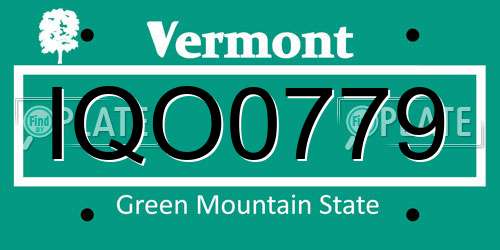 IQO0779 Vermont License Plate