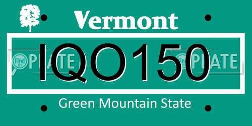 IQO150 Vermont License Plate