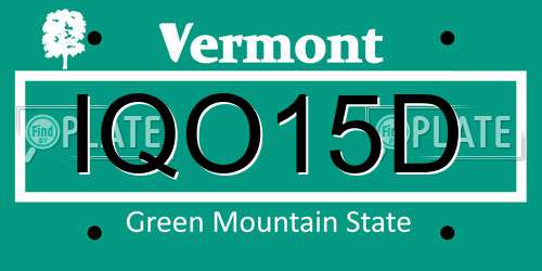 IQO15D Vermont License Plate