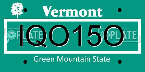 IQO15O Vermont License Plate