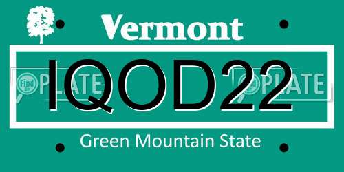 IQOD22 Vermont License Plate