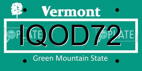 IQOD72 Vermont License Plate