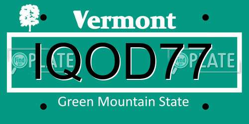 IQOD77 Vermont License Plate