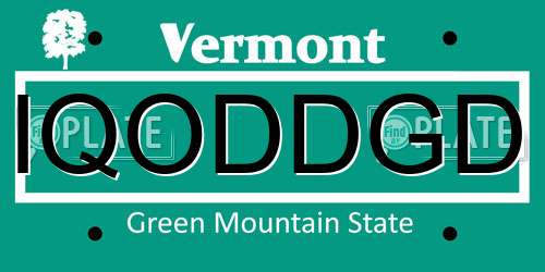 IQODDGD Vermont License Plate