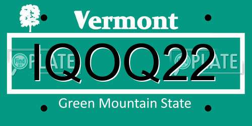IQOQ22 Vermont License Plate