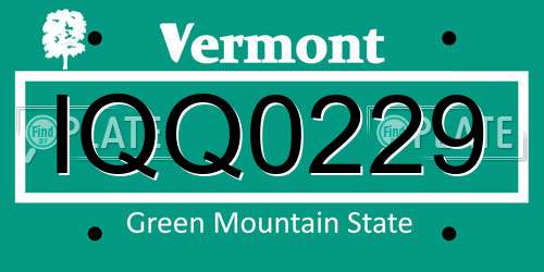 IQQ0229 Vermont License Plate