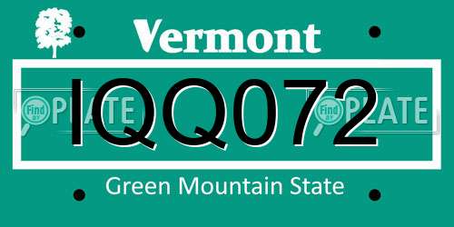IQQ072 Vermont License Plate