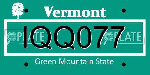 IQQ077 Vermont License Plate