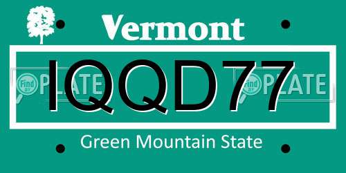 IQQD77 Vermont License Plate