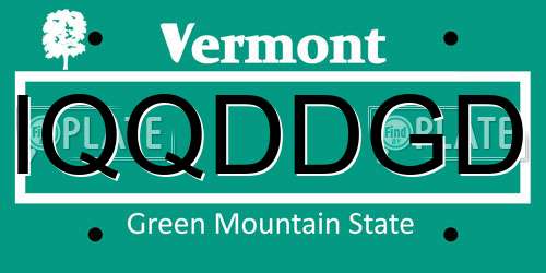 IQQDDGD Vermont License Plate