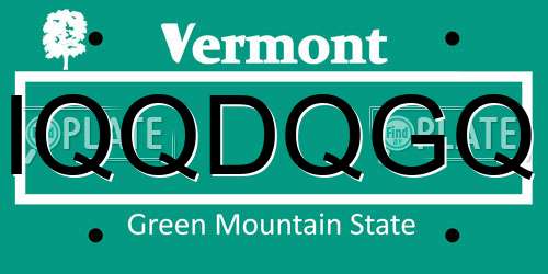 IQQDQGQ Vermont License Plate