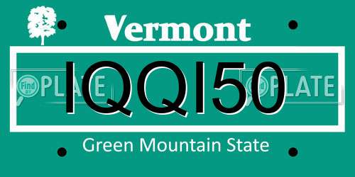 IQQI50 Vermont License Plate